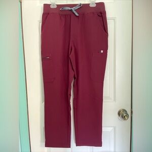 Figs burgundy high waisted yola 2.0 skinny scrub pants LP
